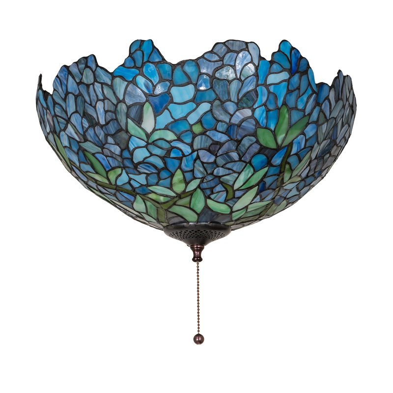 16" Wide Tiffany Wisteria Fan Light Fixture