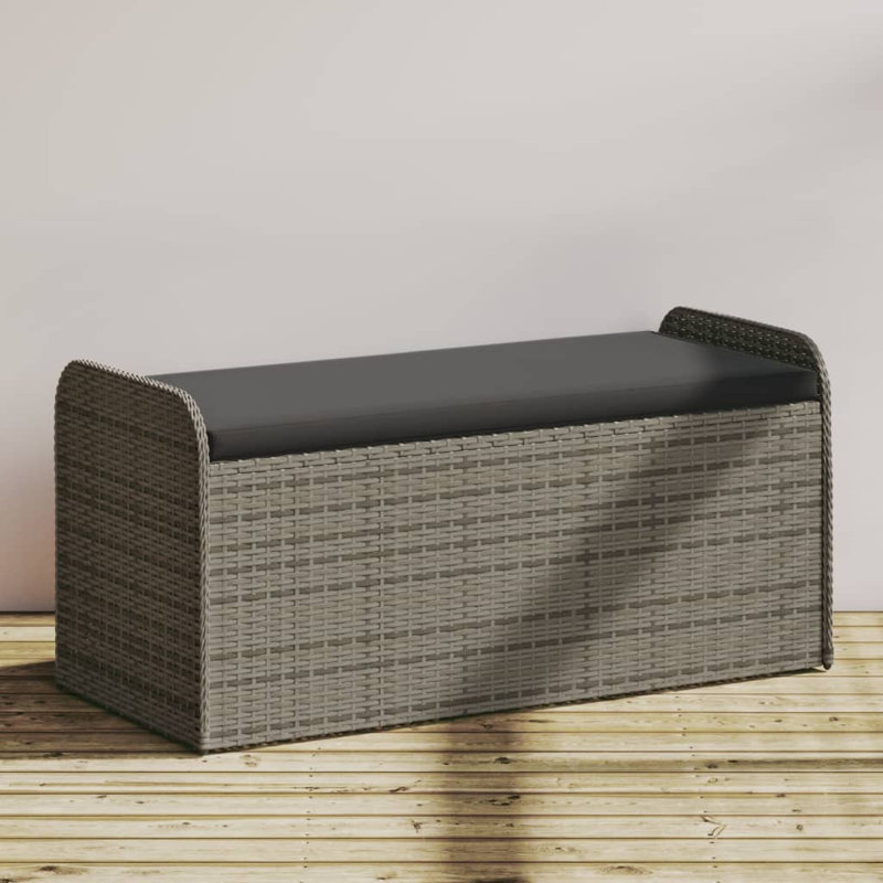 Banc de rangement avec coussin Vidaxl, H 20,5 po x l 45,3 po x P 20,1 po, Noir, Gris