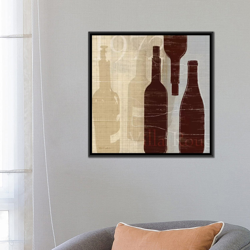 « bordeaux i », reproduction d’impression sur toile tendue, H 26 po x l 26 po x P 1,5 po, Toile avec cadre noir, Pas de tapis