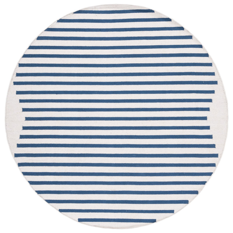 Estruch Hand Woven Cotton Striped Rug, Round 6'