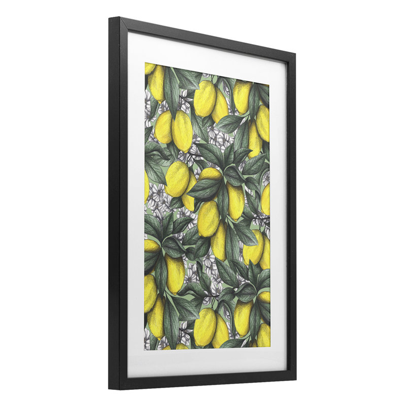 «Under The Lemon Tree», reproduction sous verre encadrée, par Cecilia Battaini, H 20 po x l 14 po, Cadre noir minuit