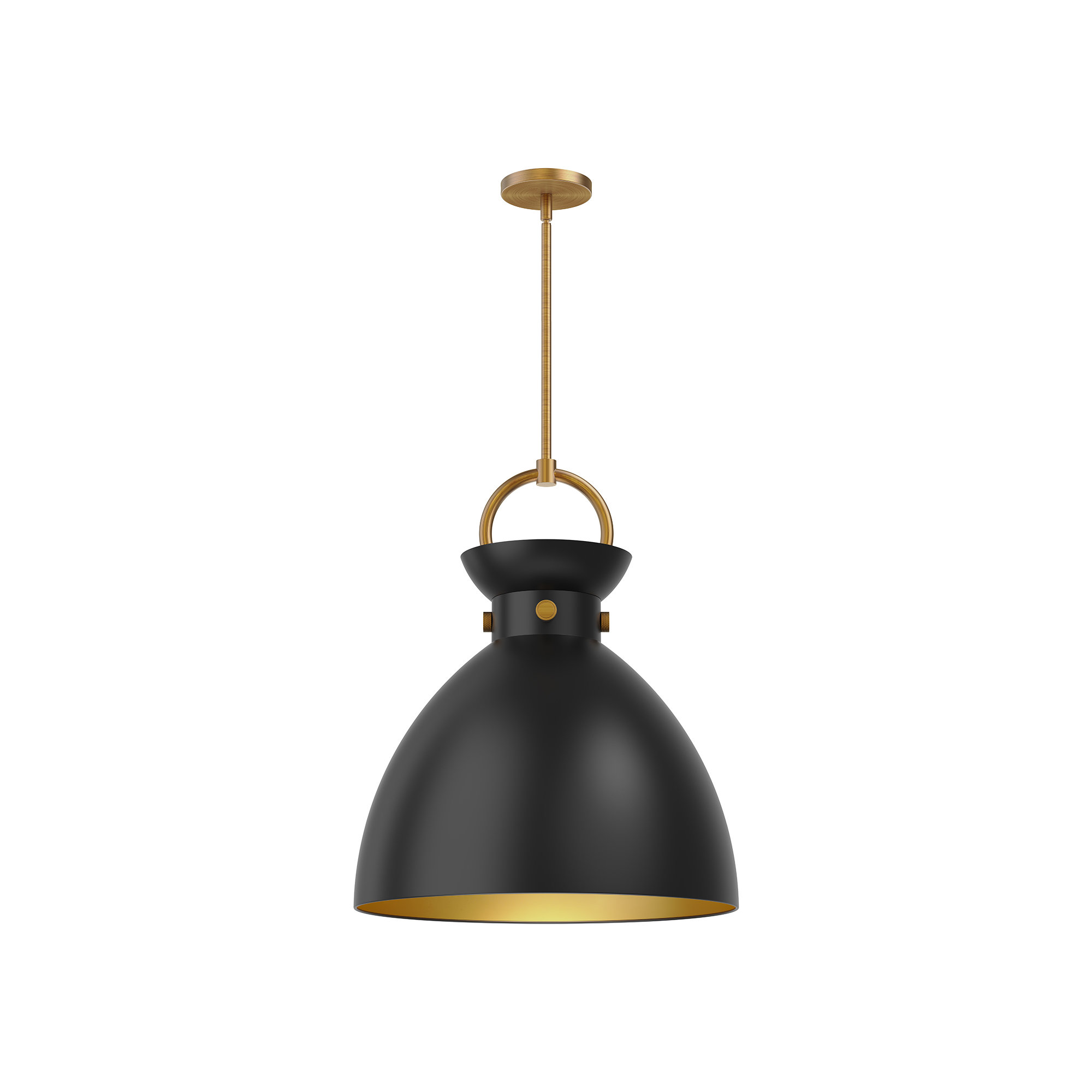 Tinka Single Light Metal Steel Pendant, 21.75" H x 18" W x 18" D, Aged Gold/Matte Black, Matte Black