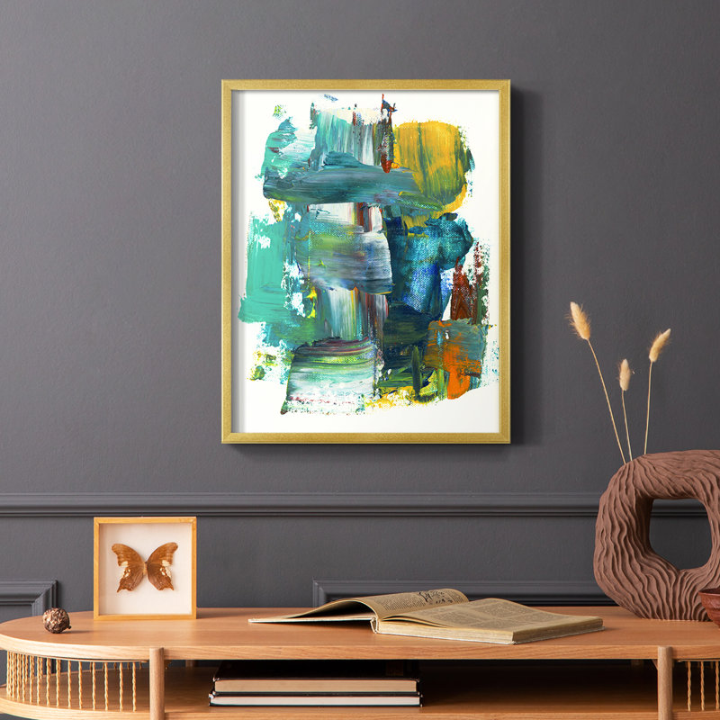 «Abstract I», reproduction encadrée - bois massif, Or, H 14 po x l 11 po