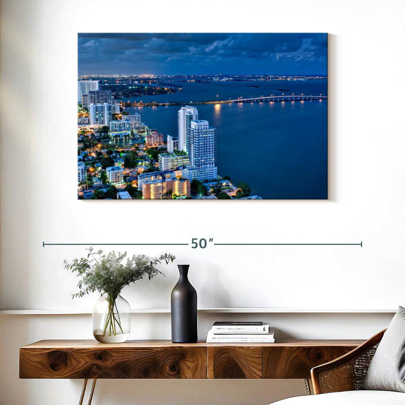 Nicci Miami Beach At Night, 26" H x 39" W