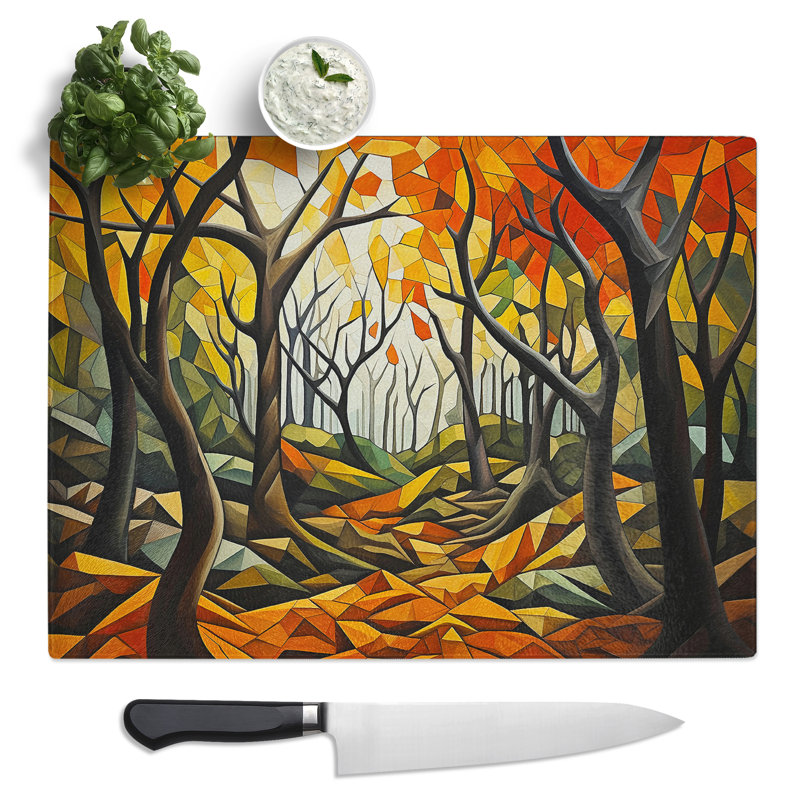 Forest Cubism  Glass Chopping Board