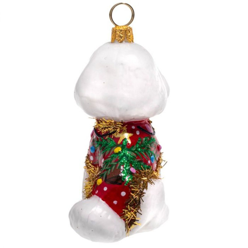 Bichon Frise in Ugly Christmas Sweater