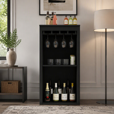 Modular wine bar Cabinet with Storage Shelves with Hutch