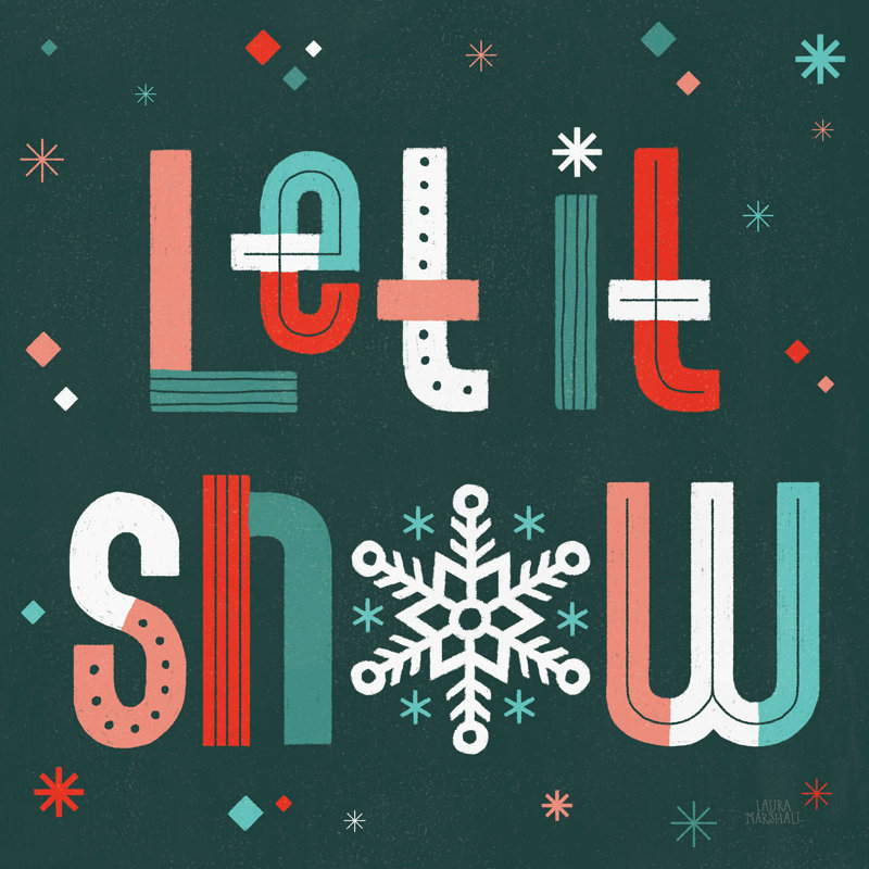«Retro Holiday VI» par Laura Marshall, art textuel sur toile tendue, H 30 po x l 30 po x P 1,25 po