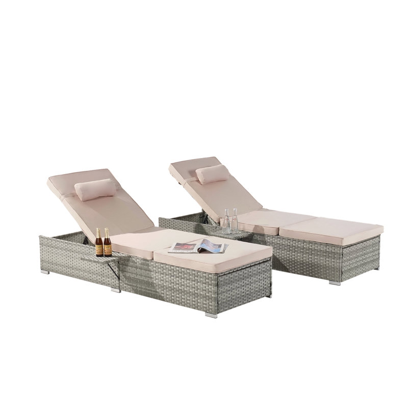 Canapé d'extérieur PE Rotin Furniture Deck Chair, Tanné