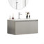 Meuble-lavabo mural de 32 po avec tiroirs, système de fermeture en douceur, évier en céramique, conception sans poignée, bois massif, facile à installer, le robinet n'est pas inclus-1956432415