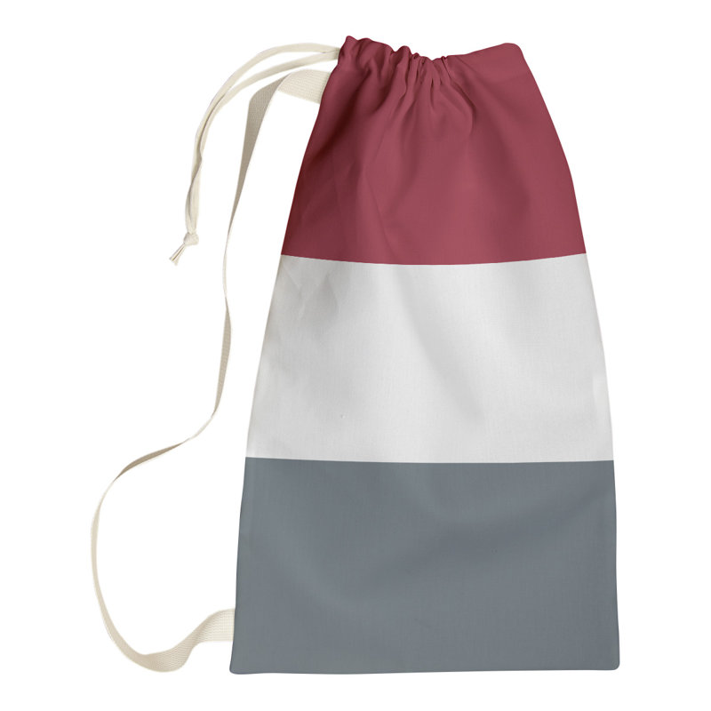 Nashville Fabric Laundry Bag with Handles, Medium (36" H x 28" W x 1.5" D), Nashville Red/White/Gray