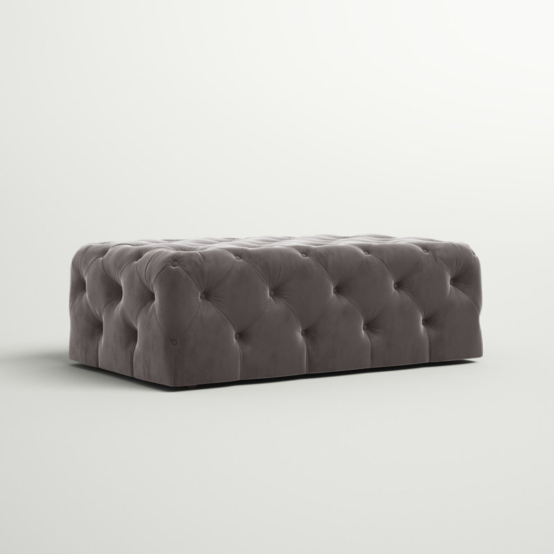 Huskins Velvet Ottoman, Dark Grey Velvet