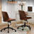 Ergonomic Adjustable Height Armless Task Chair With Wheels, Pu Leather Modern Walnut Mid Back Office Chair-1043423441