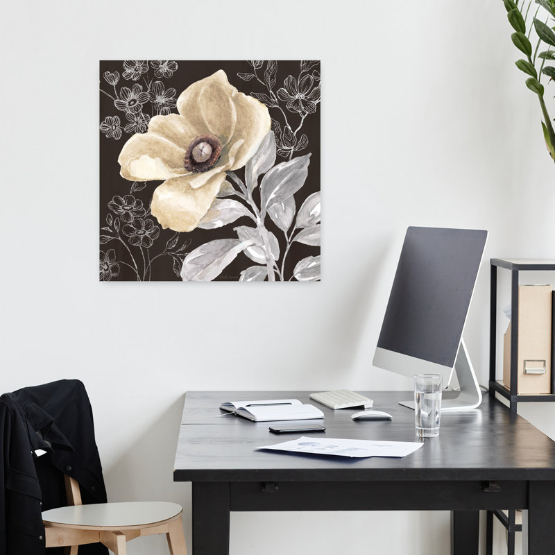 Flora Toile V, art floral contemporain, H 18 po x l 18 po