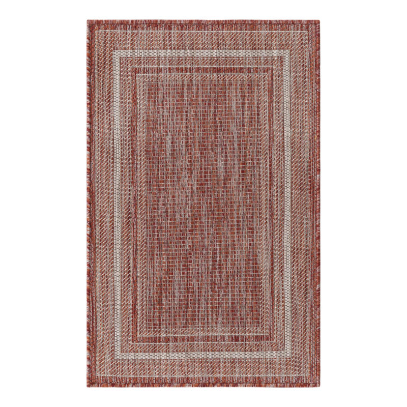 Tapis rouge rouille intérieur / extérieur Reyhan, Rouge, Rectangle 2 pi x 3 pi 1 po