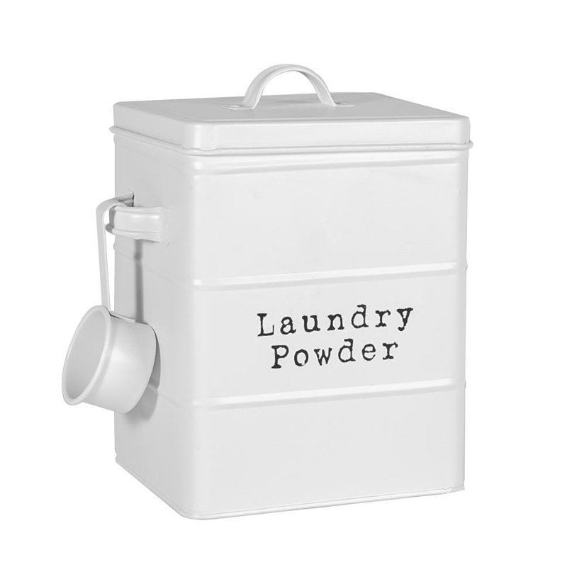 Harbour Housewares - Vintage Metal Laundry Powder Canister, White