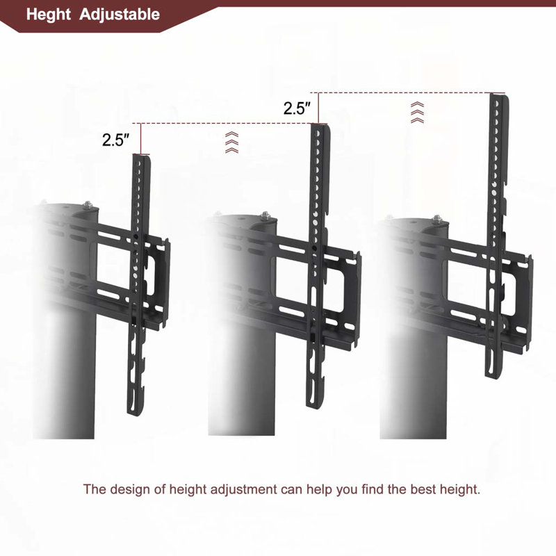 Support pour téléviseur à hauteur réglable pivotant à 3 niveaux, H 49,2 po x L 43,3 po x l 15,7 po