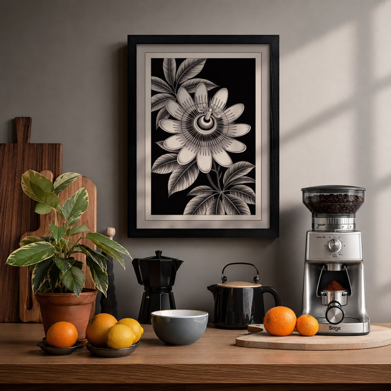 Study In White Botanical - Print, A2 - 59.4 x 42.0 cm, Black