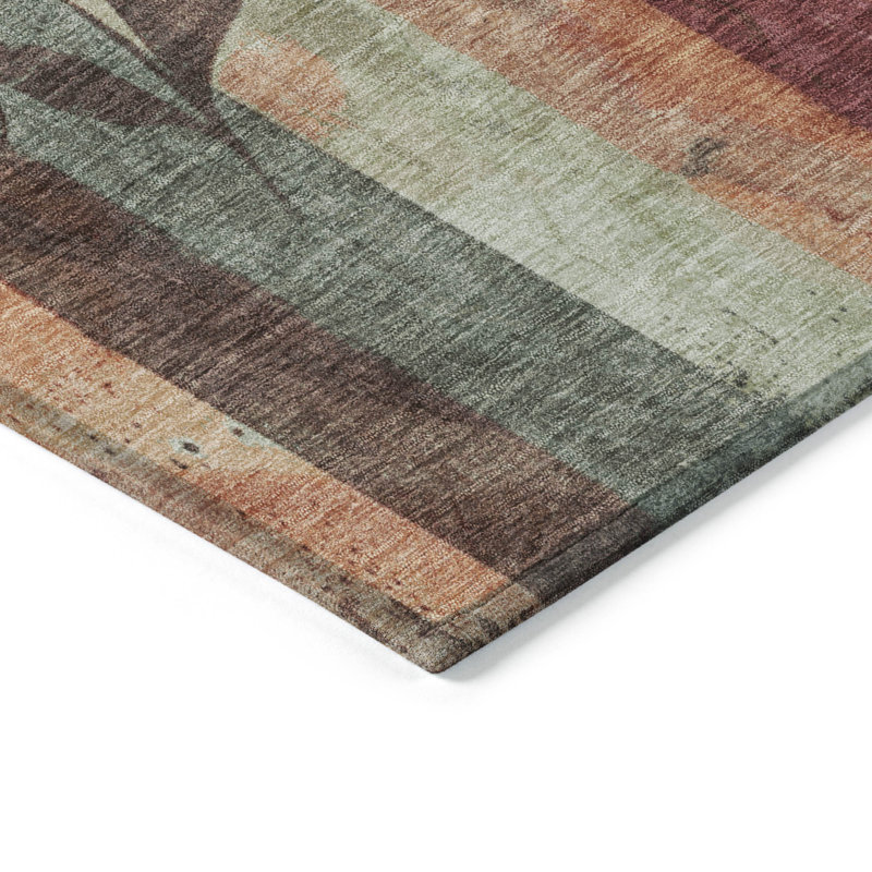 Tapis terre cuite lavable à la machine intérieur / extérieur Xhevrie, Rectangulaire 3 pi x 5 pi