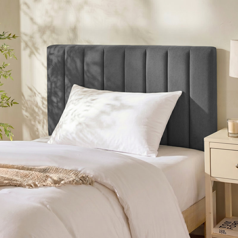 Chastelyne Upholstered Easy Assemble Wall Mounted Headboard, Gray, Twin