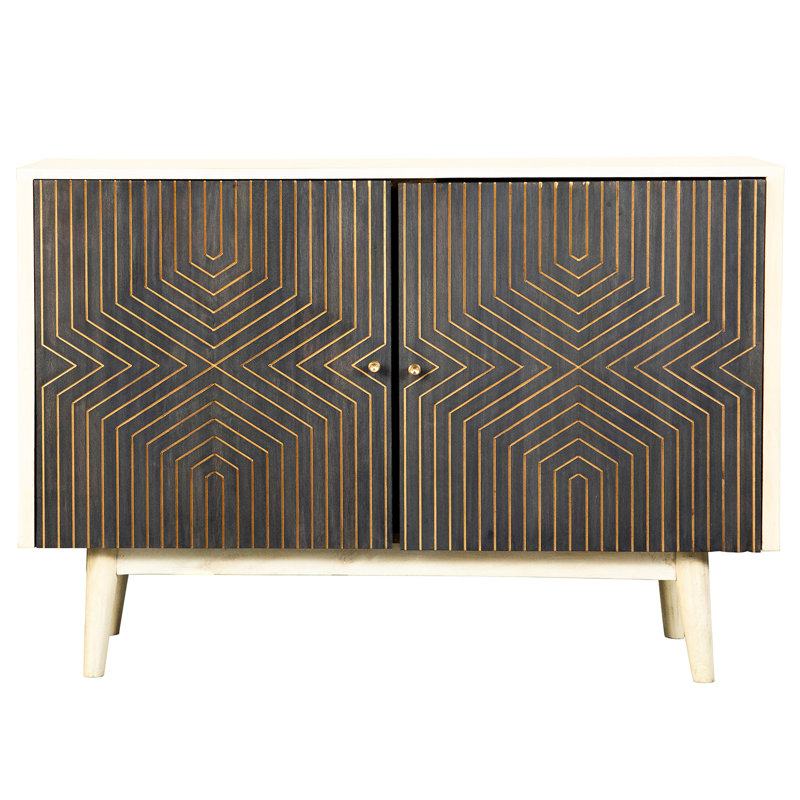 Kiyoto 42.6'' W 2-Door Sideboard in White Washed and Black