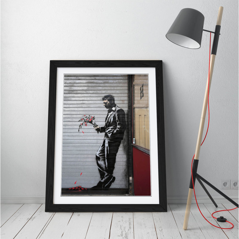 Banksy Jilted Lover - Single Picture Frame Painting on Canvas, 89cm H x 64cm W x 2cm D, Black Framed