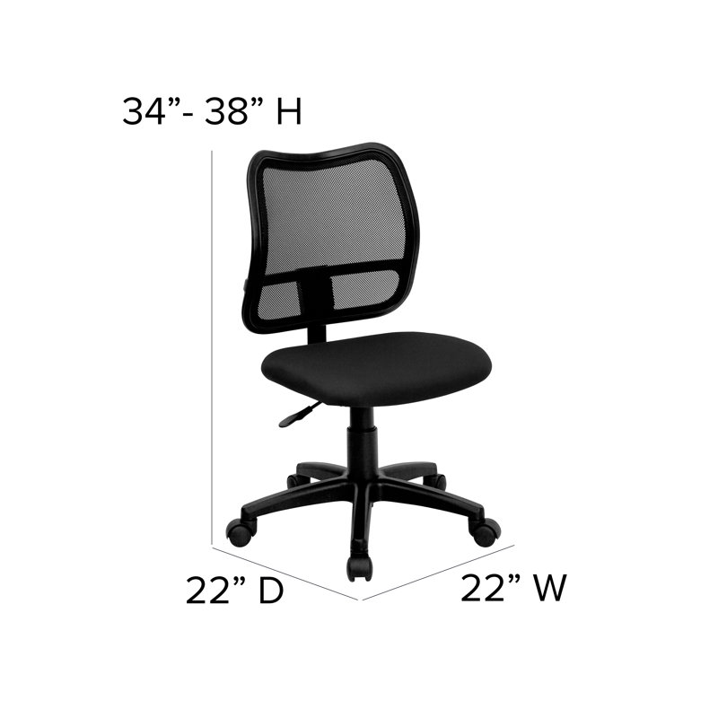  Chaise de bureau pivotante en filet à dossier moyen, Tissu noir, Non inclus