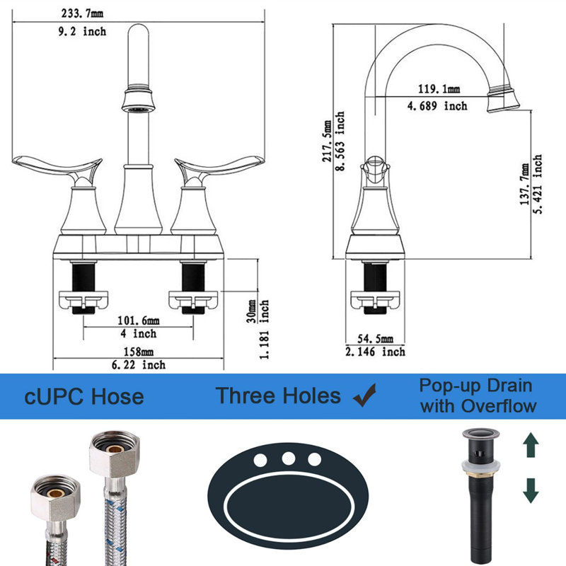 Centerset 2-handle Bathroom Faucet with Drain Assembly, ‎Oil Rubbed