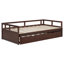 Lit de jour extensible avec lit gigogne escamotable, lit de rangement simple et très grand en bois, espresso