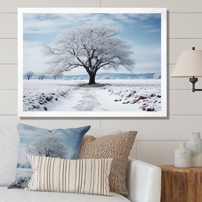 «White Tree Winters Silence», reproduction sur toile, Blanc, H 34 po x l 44 po x P 1,5 po