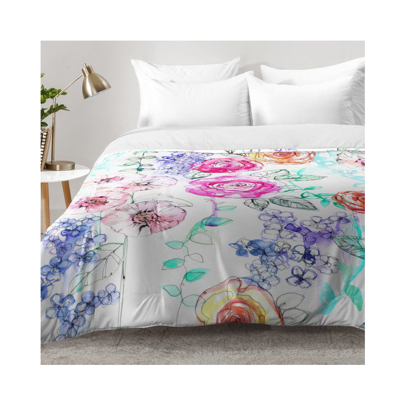 Ensemble d'édredon Pastel Rose Garden, Édredon pour très grand lit + 2 très grandes ta