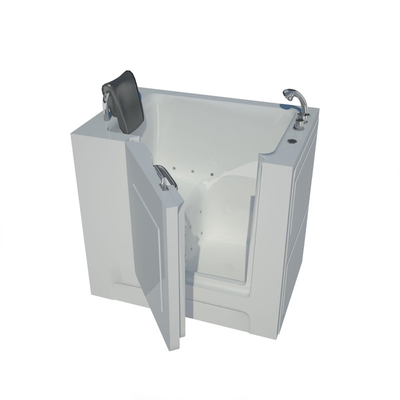 Catalina White Acrylic Walk-In Air Bathtub with Chrome Faucet