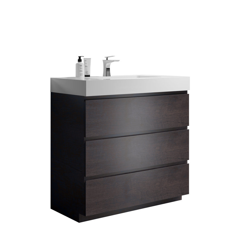 Meuble-lavabo autoportant avec grand lavabo et rangement