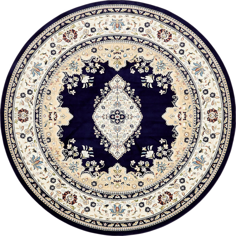 Tapis bleu marine / ivoire Amaris, Rond 10pi