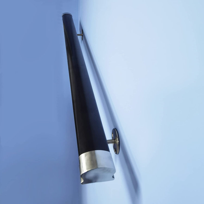 Ensemble de rampes d'escalier murales en plastique, Noir, H 2,95 po x l 72,83 po x P 7,09 po