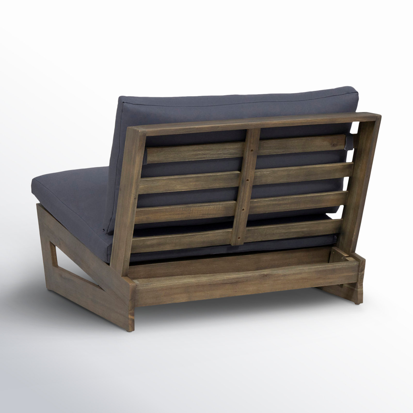 Louise Acacia Outdoor Armless Lounge Chair, Gray Frame/Dark Gray Cushion