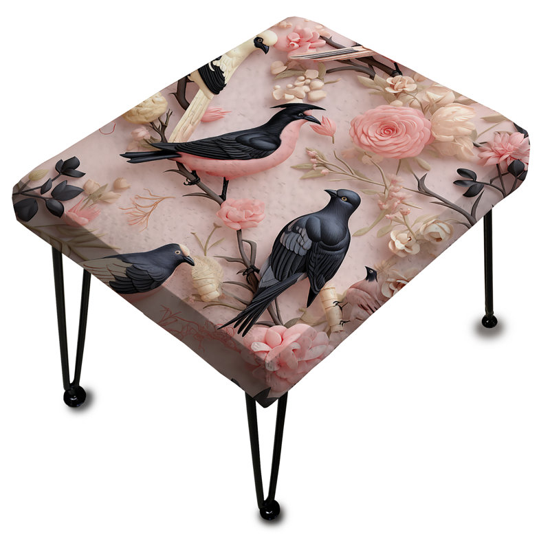 Portraits d'oiseaux, motifs victoriens - repose-pieds rectangulaire à imprimé animal