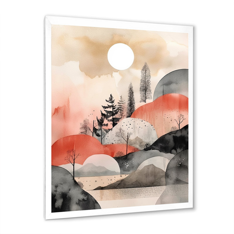 Minimalisme scandinave paysage I - impression, Cadre simple blanc, H 40 po x l 30 po x P 1,5 po