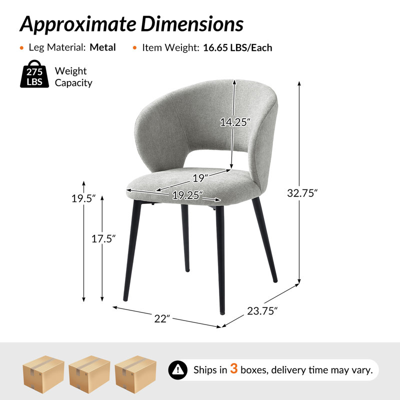 Chaise de salle à manger ergonomique moderne avec pieds en métal Angel, 6, Gris
