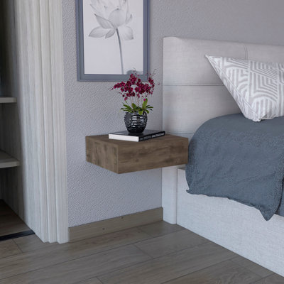One Drawer Faux Wood Floating Nightstand