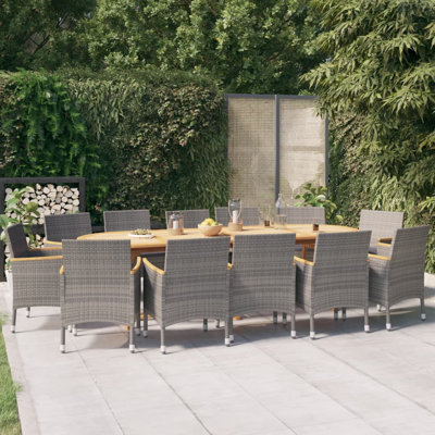 Jacinda 12 - Person Patio Dining Set with Rectangular Table , Cushions Included