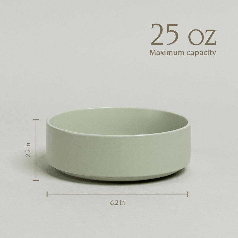 Stackable over&back Semi Hand-Finished Stoneware Cereal Bowls, Green