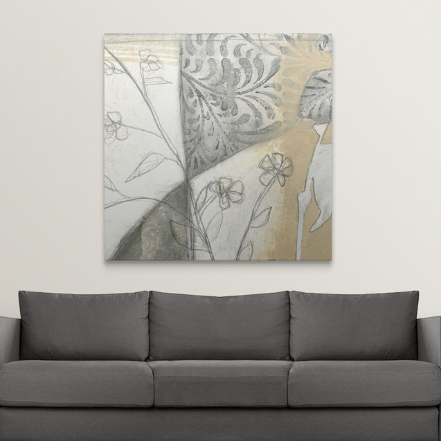 «Neutral Garden Abstract II» par Jennifer Goldberger, impression sur feuilles neutres, H 35 po x l 35 po x P 1,5 po, Toile