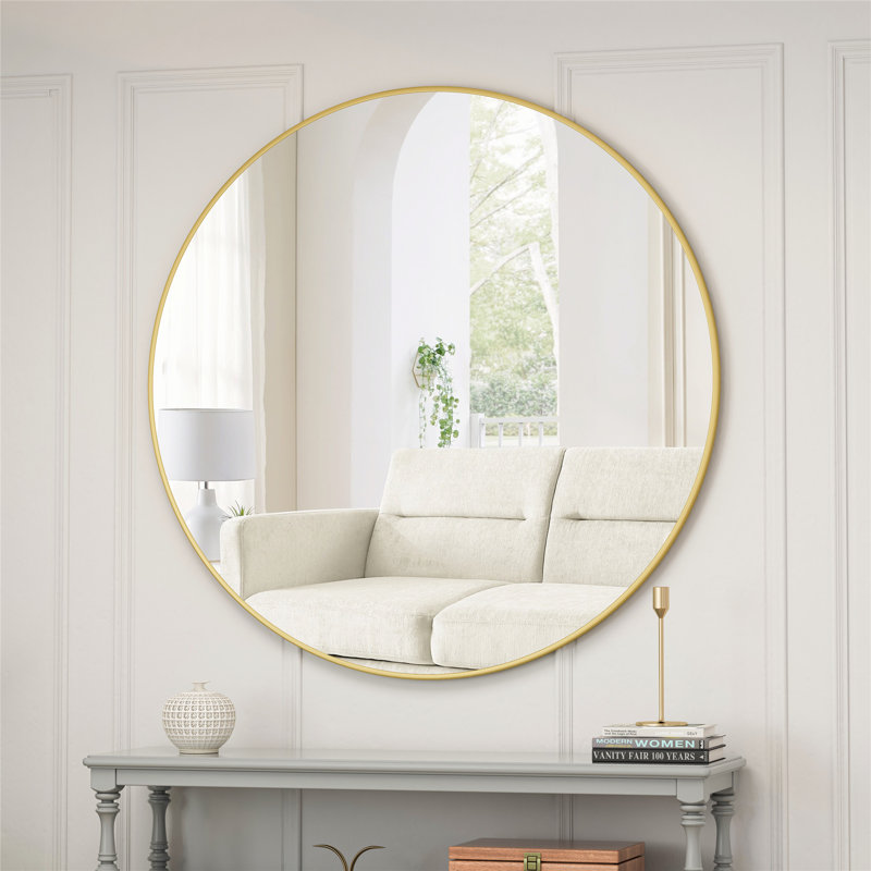 Miroir mural Miroir de salle de bain, 48 po x 48 po, Or