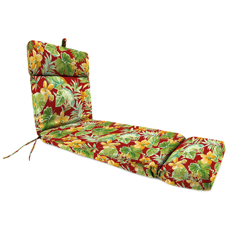 72" x 22" Outdoor Chaise Lounge Cushion with Ties and Loop, Sun River Garden Floral