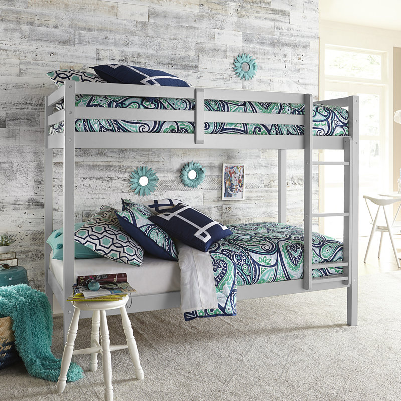 Harold Kids Twin Over Twin Bunk Bed, Gray