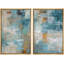 "Abstract Paint Effect", sarcelle brune, collage grunge - impression sur toile-87607417-87607418-119400726