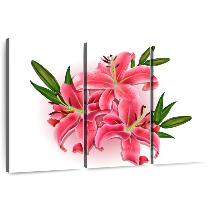 Harnek - jolies fleurs de lys roses, H 24 po x l 38 po