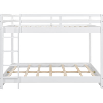 White Wood Queen Bunk Bed, Reliable Pine And Construction, Space Optimization In Limited Bedrooms, Solid Slats For Support Rooms,