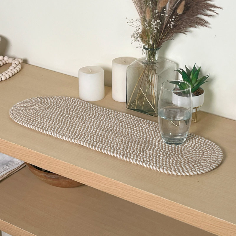 BRAIDED JUTE /COTTON OVAL TABLE RUNNER